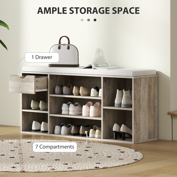 Shoe Storage Bench with Cushion - Grey