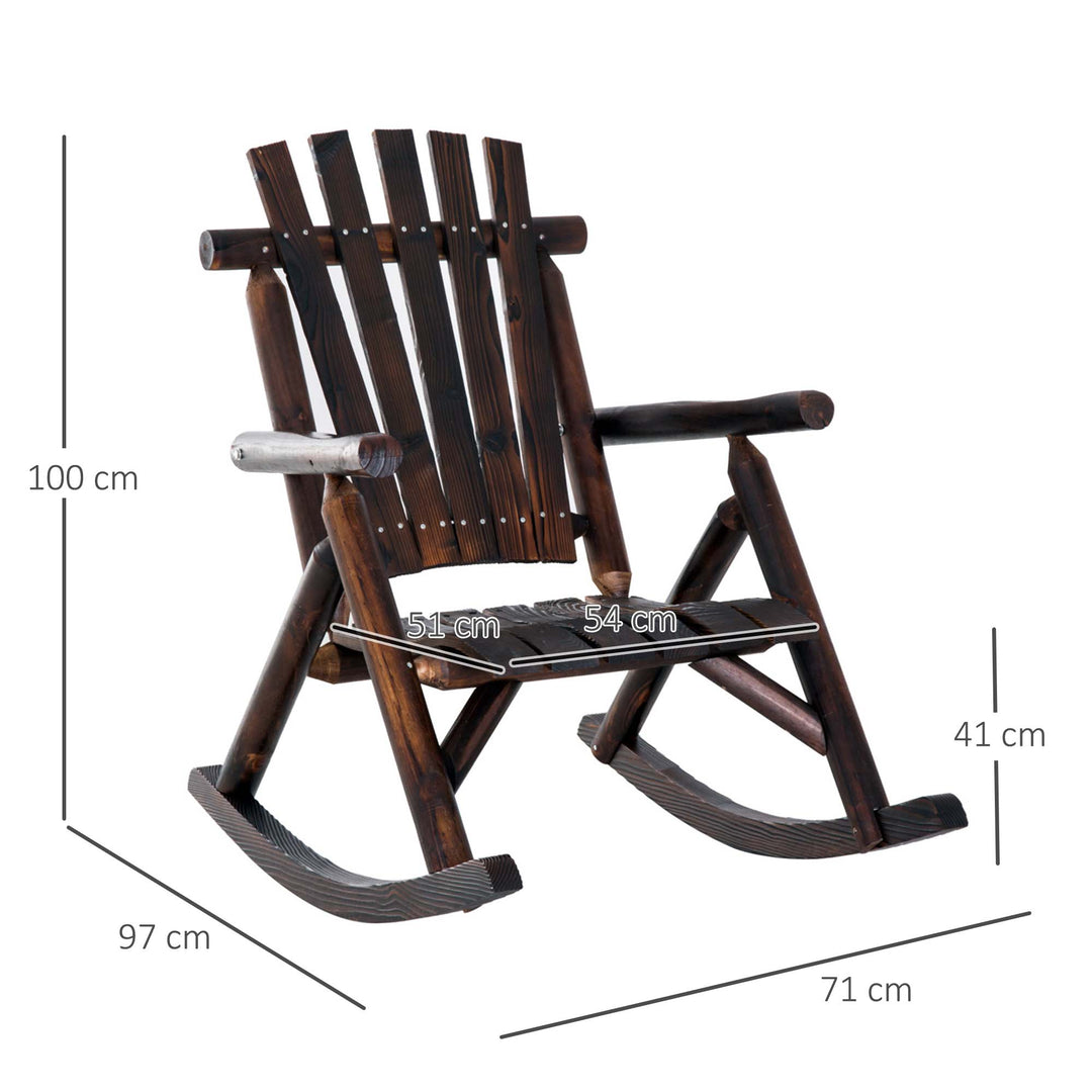 Outsunny Outdoor Rocking Chair Fir Wood Rustic Patio Adirondack Rocking Chair Traditional Rustic Style & Pure Comfort | Aosom UK