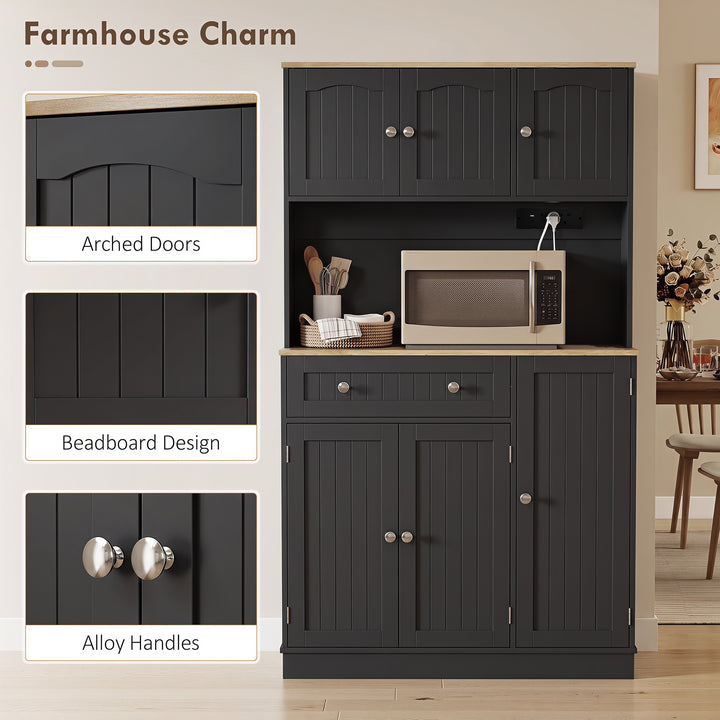 173 cm Tall Kitchen Cupboard with Charging Station, Pantry Storage Cab