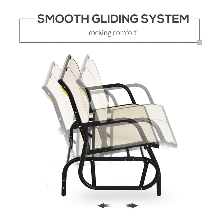 2-Person Outdoor Glider Bench Patio Double Swing Gliding Chair Loveseat w/Power Coated Steel Frame for Garden Patio Porch, Cream