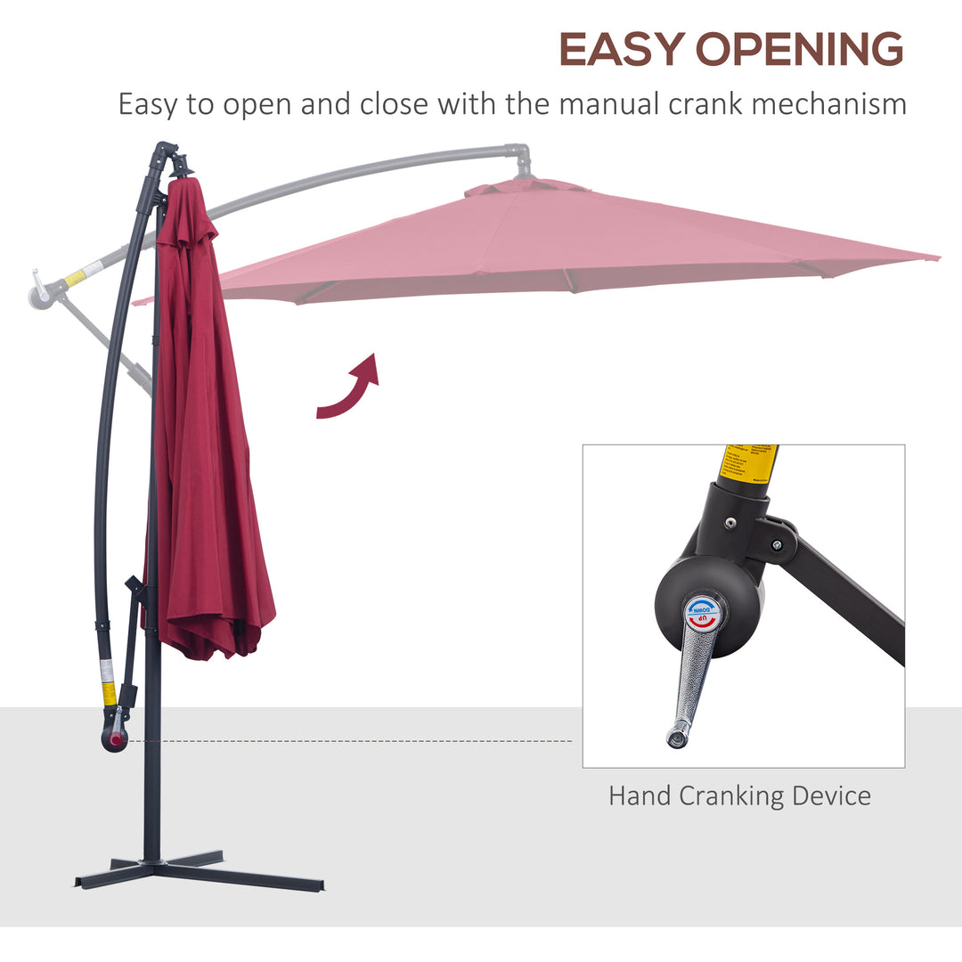 3m Water Resistant Terylene Hanging Parasol Wine Red