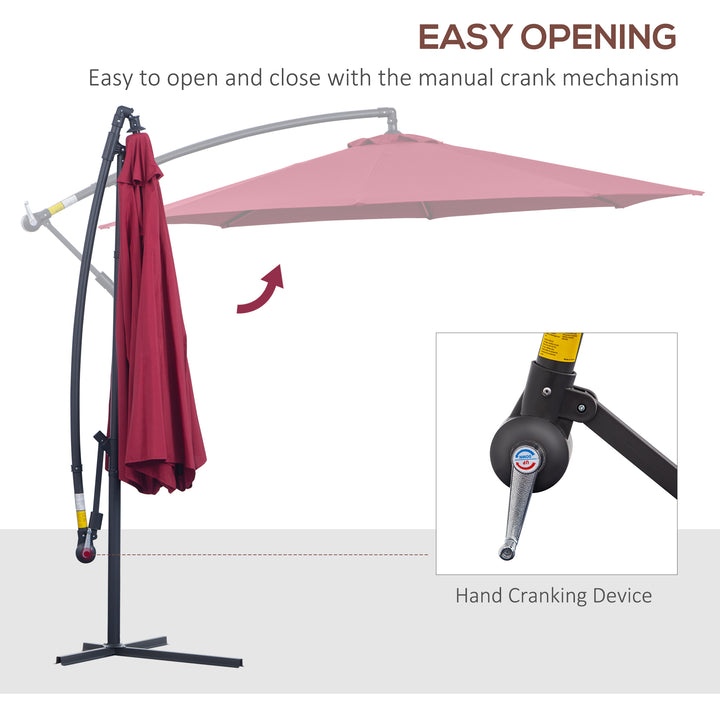 3m Water Resistant Terylene Hanging Parasol Wine Red