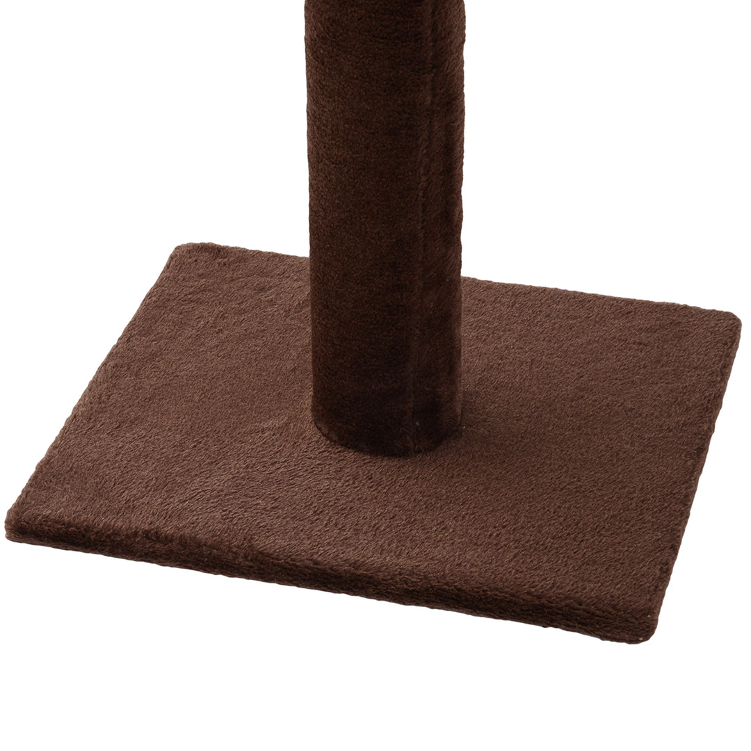 PawHut Cat Climbing Tree, 5-Tier Floor to Ceiling Adjustable Scratching Post Tower, Activity Centre, Brown, 230-260cm | Aosom UK