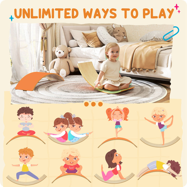 Wooden Balance Board for Kids, Wobble Board with Silent Felt for Sensory Play