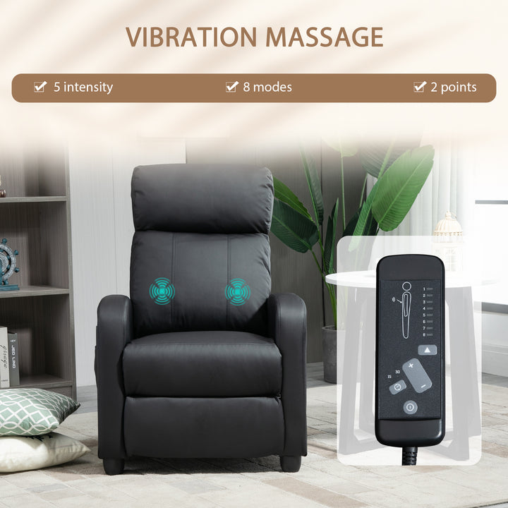 MCL Massage Recliner Armchair with 150° Recline, Faux Leather, Side Pocket, Black