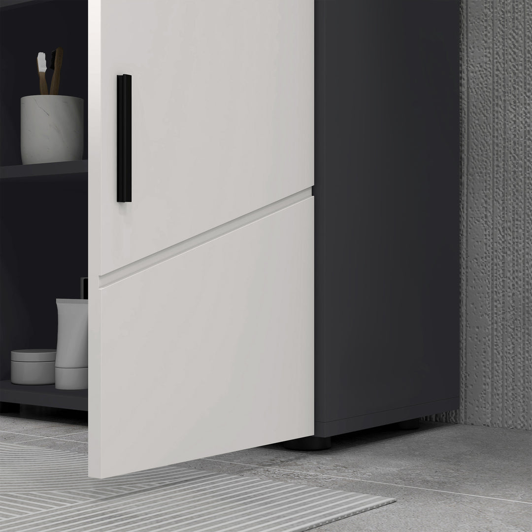 Under Sink Bathroom Cabinet, Bathroom Vanity Unit, Basin Storage Cupboard with Double Doors and Shelf, 10W x 20Dcm "U" Cut-Out, Light Grey