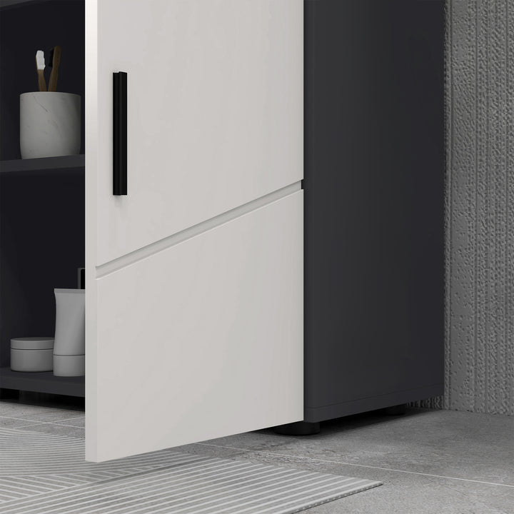 Under Sink Bathroom Cabinet, Bathroom Vanity Unit, Basin Storage Cupboard with Double Doors and Shelf, 10W x 20Dcm "U" Cut-Out, Light Grey