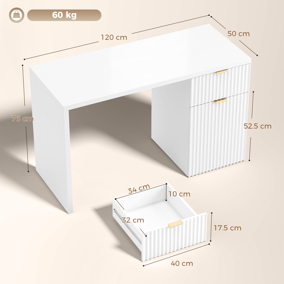 Computer Desk with Drawer, 120 cm Reversible Office Desk, Cabinet - view 3