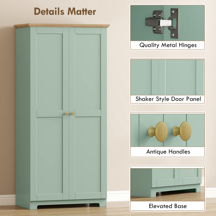 Kitchen Cupboard, 172cm Freestanding Storage Cabinet with Doors and Sh