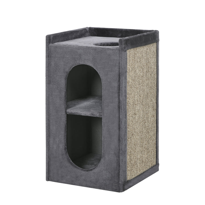 81cm Cat Scratching Barrel, with Two Cat Houses for Indoor Cats, Grey