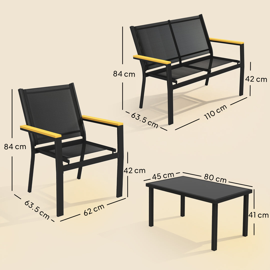 Outdoor Sofa 4 Seater Garden Sofa Set with Loveseat 2 Chairs and Coffe