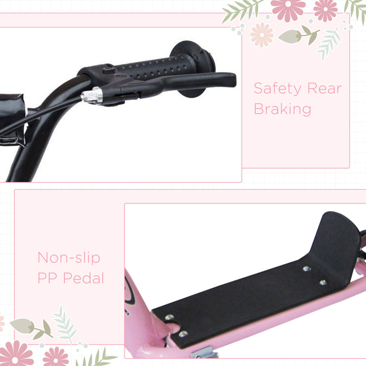 Kids Scooter Kick Scooter, with 12" EVA Tyres, Rear Brake, Big Wheels Scooter for 5-12 Years , Pink