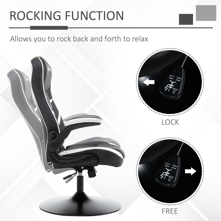 Vinsetto Gaming Chair Ergonomic Computer Chair Home Office Desk Swivel Chair w/ Adjustable Height Pedestal Base PVC Leather, Black & White