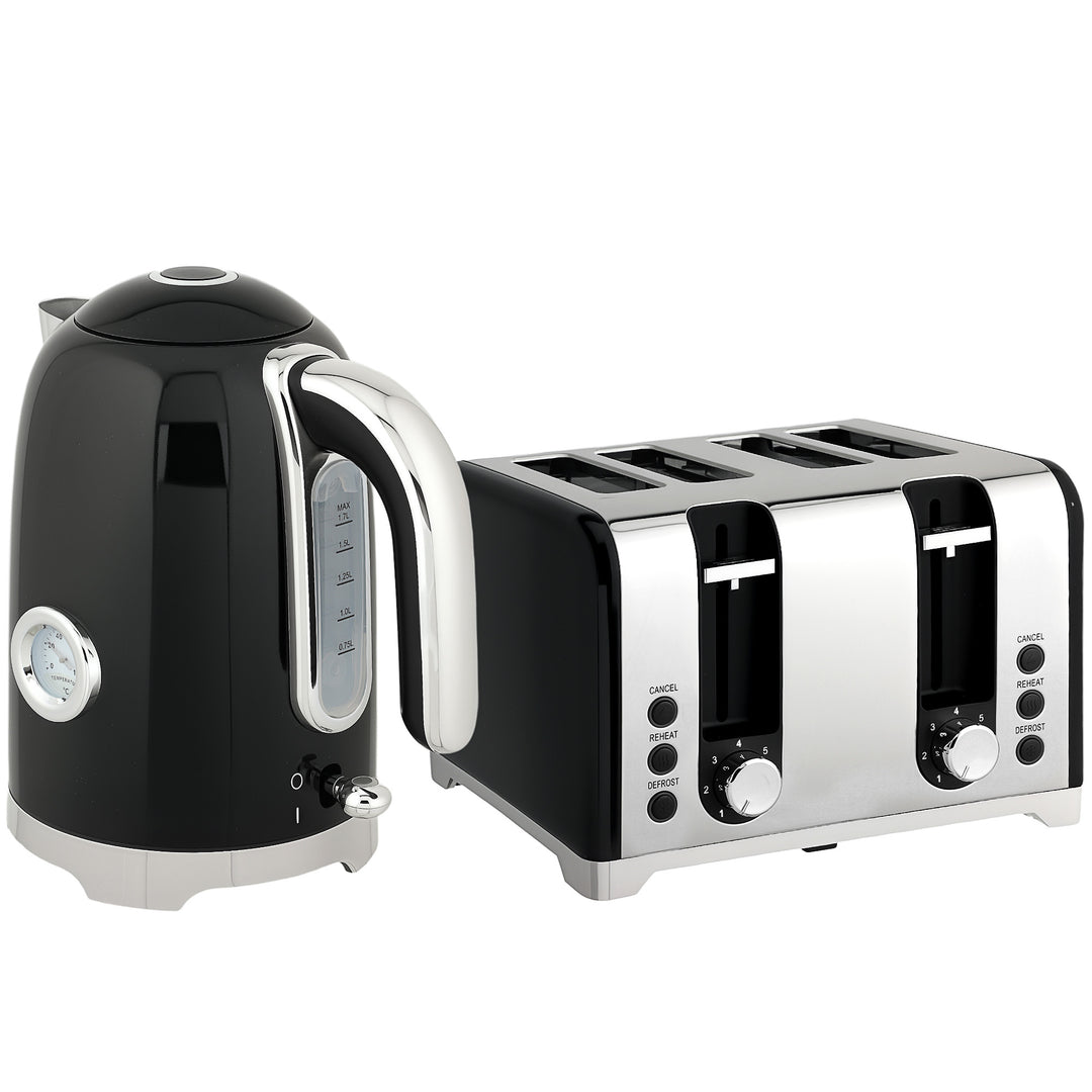 MCL Retro 3000W Kettle and Toaster Set - Black