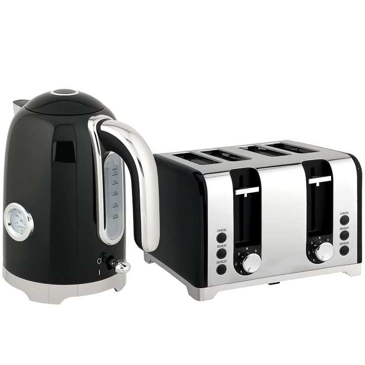 MCL Retro 3000W Kettle and Toaster Set - Black