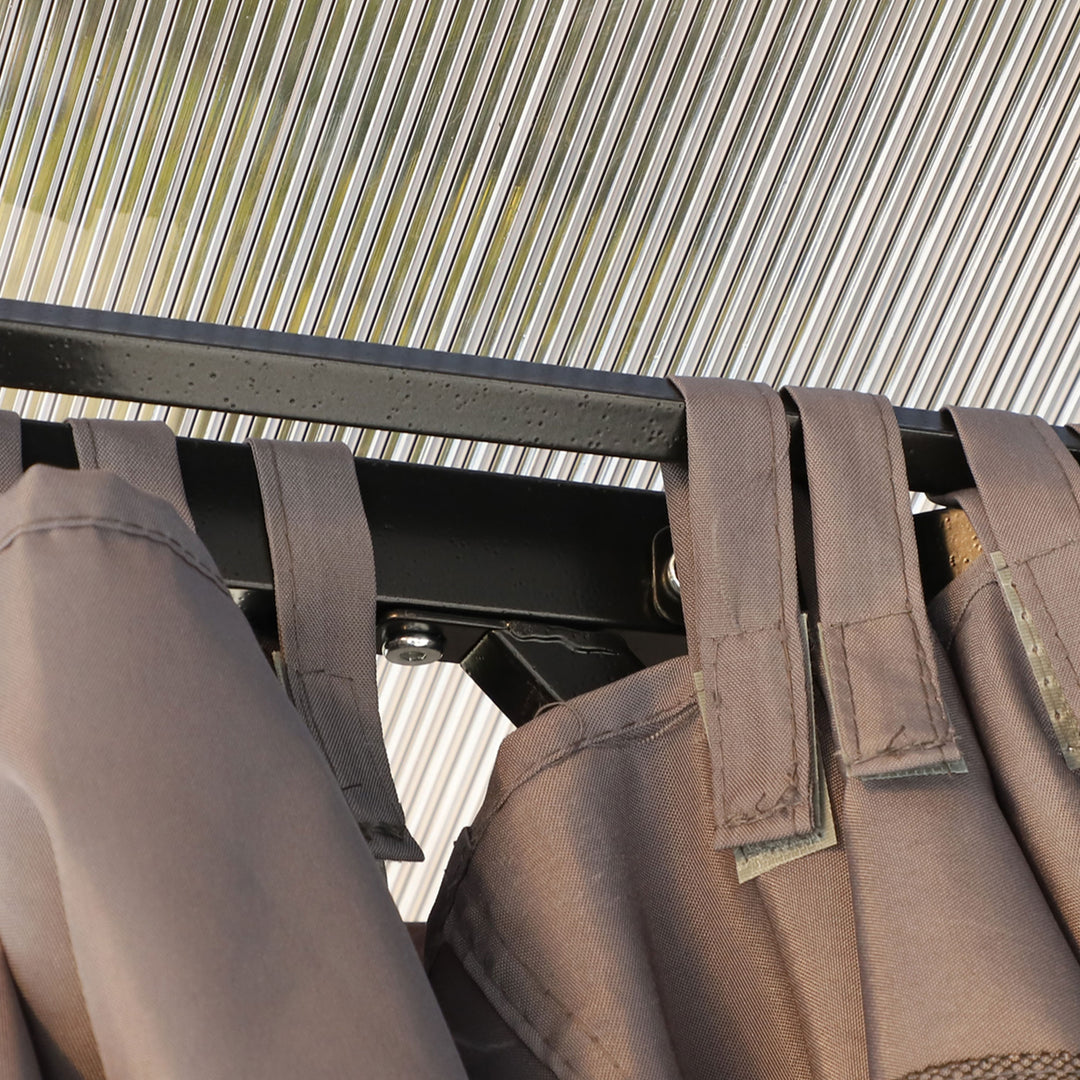 MCL 3 x 3(m) Hardtop Gazebo Canopy with Polycarbonate Roof, Steel & Aluminium Frame, Garden Pavilion with Mosquito Netting and Curtains, Black