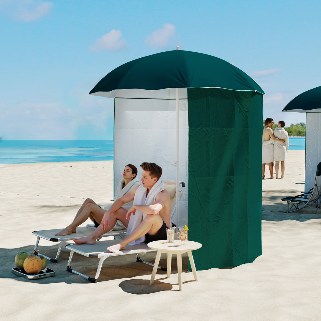 88" Arc 2.2M Fishing Umbrella Beach Parasol with Sides Brolly Shelter Canopy Shade with FREE Carry Bag Green