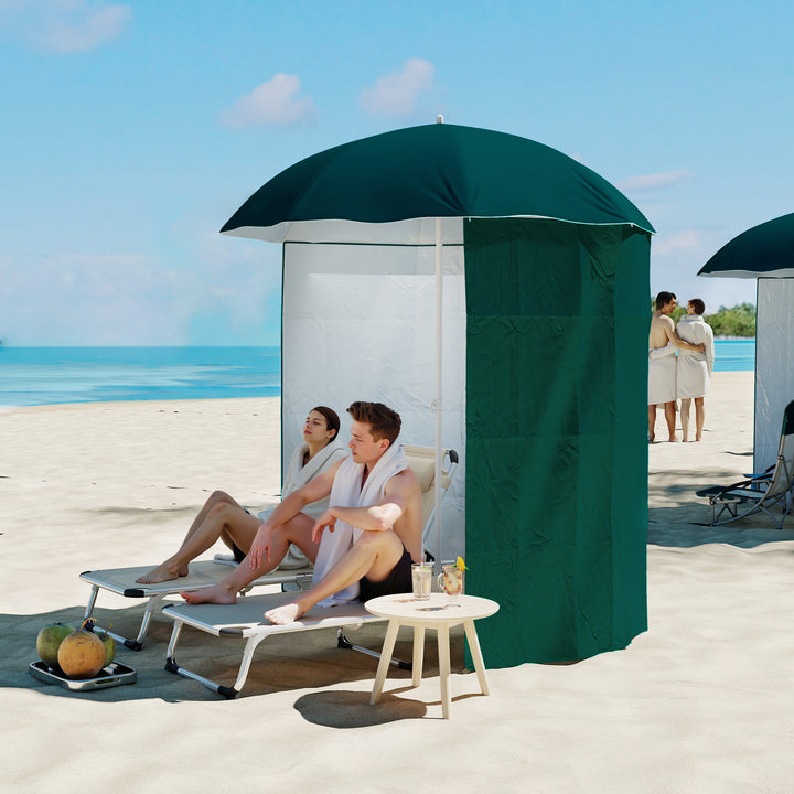 88" Arc 2.2M Fishing Umbrella Beach Parasol with Sides Brolly Shelter Canopy Shade with FREE Carry Bag Green
