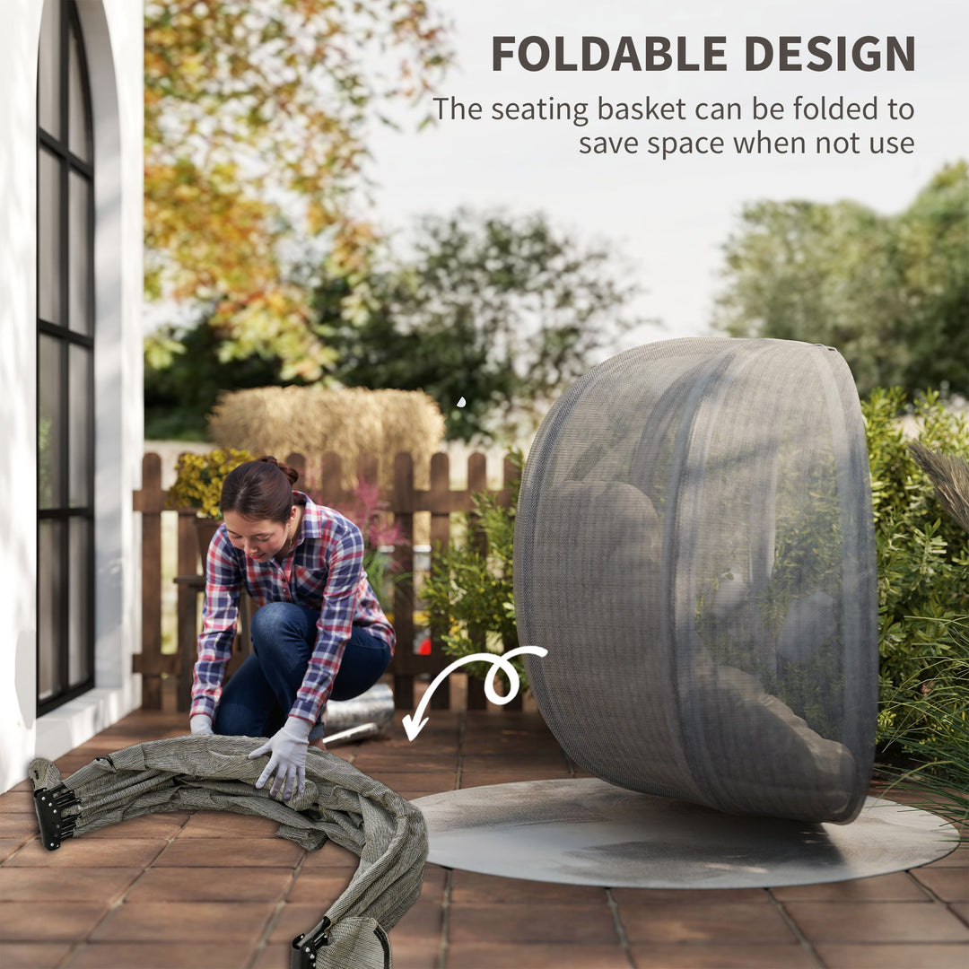 Double Hanging Egg Chair 2 Seaters Texteline Swing Hammock Chair with Stand, Cushion and Folding Design, for Indoor and Outdoor, Brown