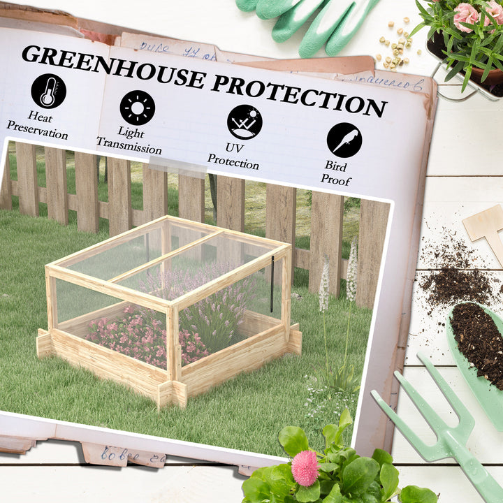 2-In-1 Wooden Greenhouse Planter Box - Natural