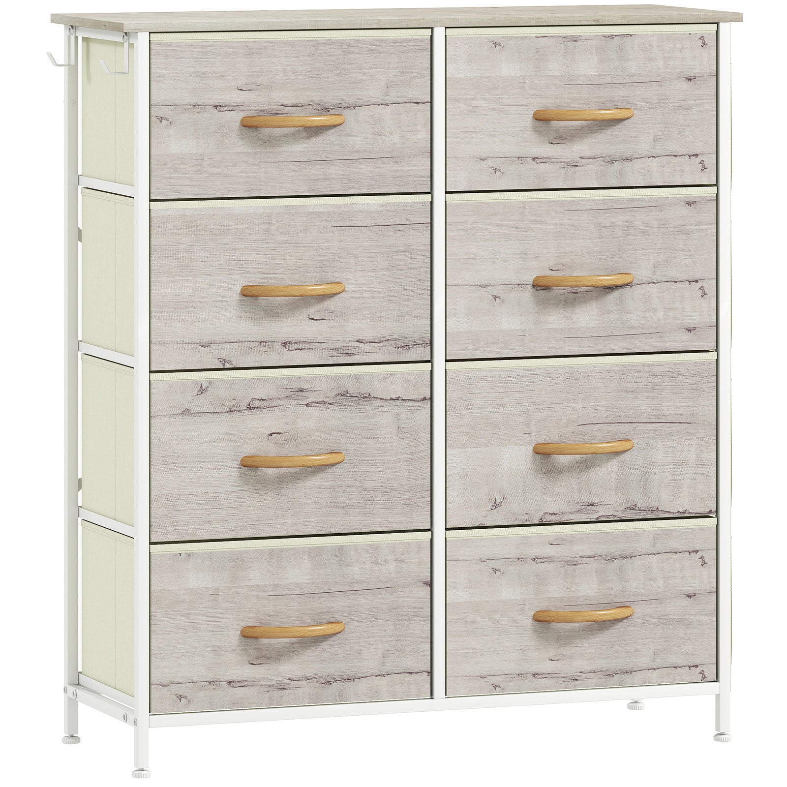 Chest of Eight Fabric Drawers - Natural Wood Finish