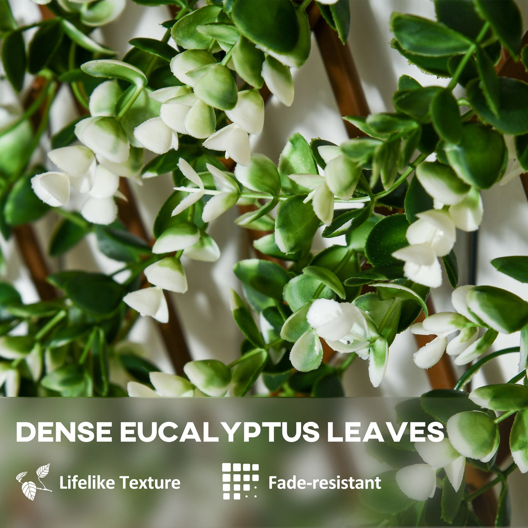 2pc Expanding Garden Trellis, 2 x 1m Faux Decorative Privacy Fence with Artificial Leaves, Privacy Screen Greenery Walls for Garden Balcony, Eucalyptus Leaves
