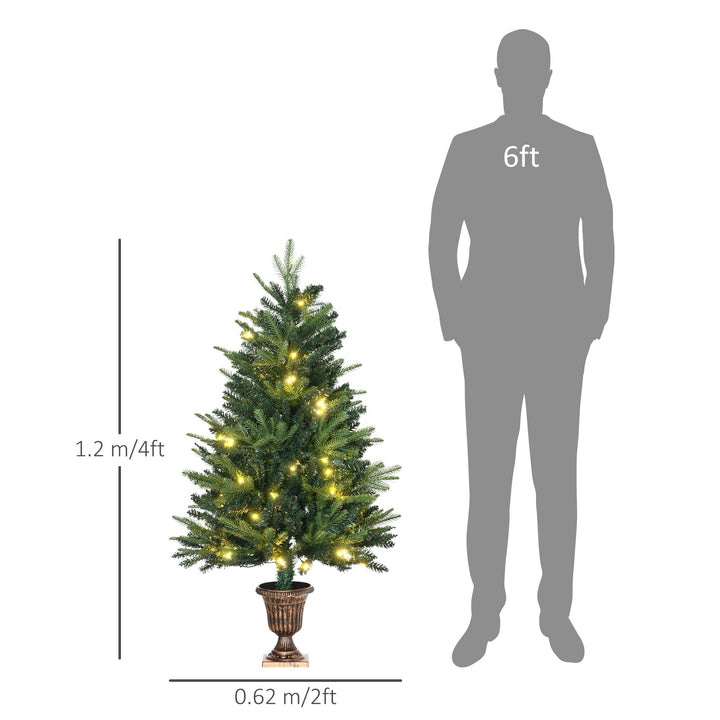 HOMCOM 1.2m Prelit Christmas Tree Artificial Tree Spruce Tree, Plastic Stand-Green | Aosom UK