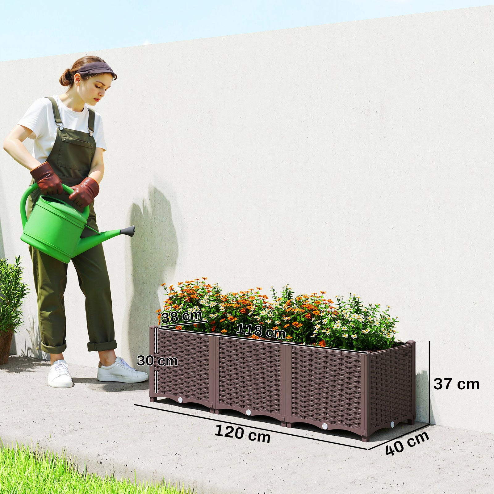Plastic Raised Garden Bed with Legs, Self Watering Elevated Planter Bo
