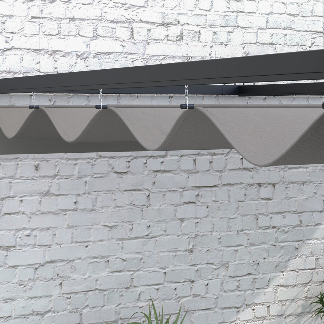 2 x 3(m) Lean To Steel Pergola, with Moving Fabric Canopy - Dark Grey