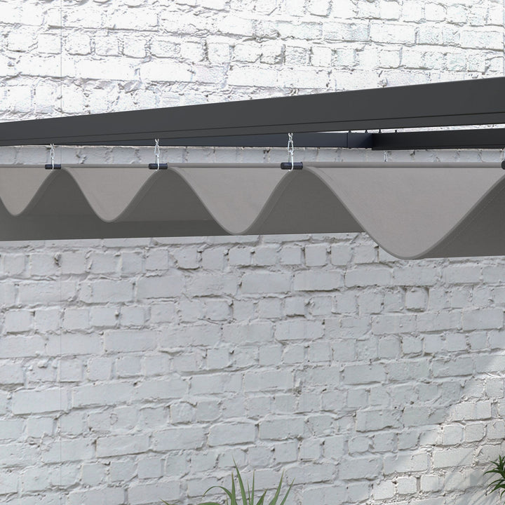 2 x 3(m) Lean To Steel Pergola, with Moving Fabric Canopy - Dark Grey