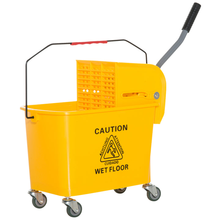 20L Mop Bucket on Wheels, with Water Separation Panel - Yellow