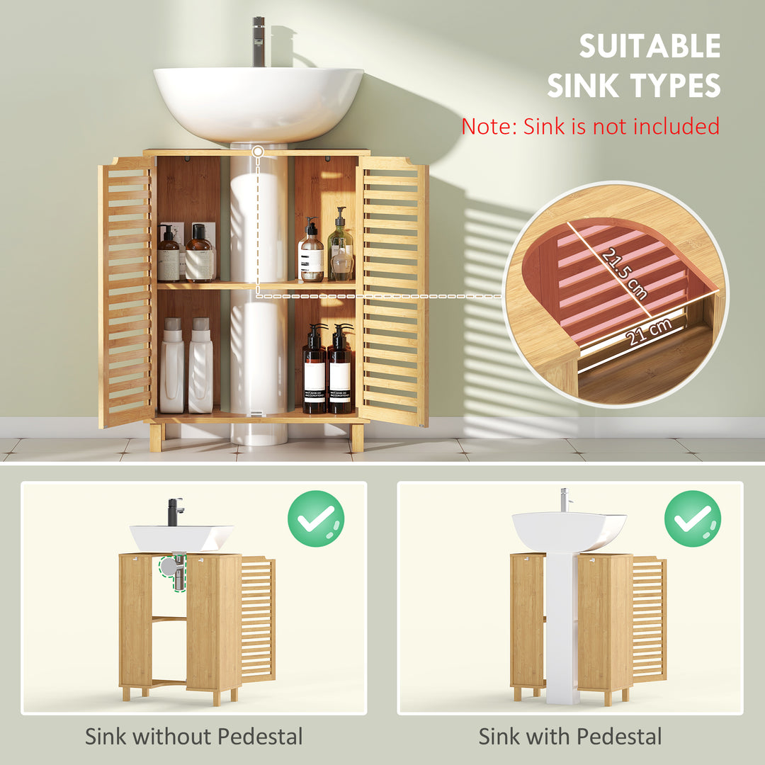 Under Sink Bathroom Cabinet, Freestanding Bamboo Under Sink Cabinet wi