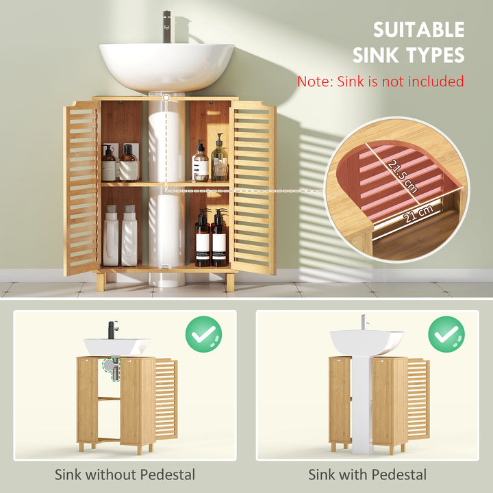 Under Sink Bathroom Cabinet, Freestanding Bamboo Under Sink Cabinet wi
