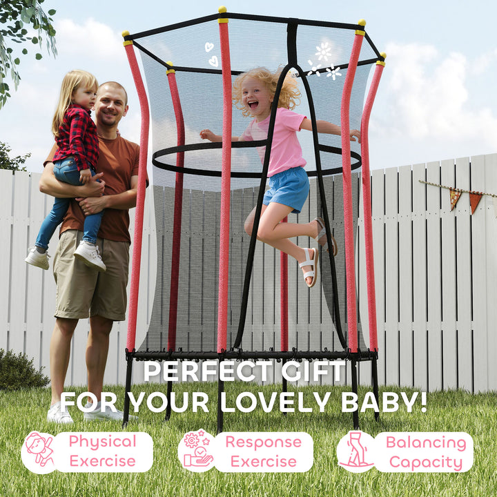 Kids Trampoline Mini Bouncer with Enclosure Safety Net For Ages 3-10 Years - Red