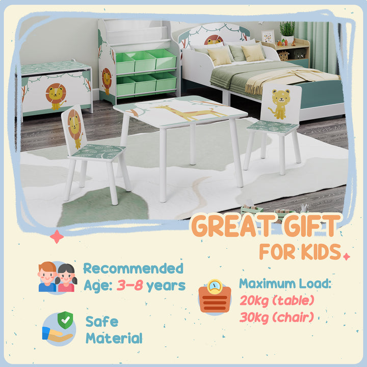 AIYAPLAY 3-Piece Toddler Table and Chair Set, Kids Table with 2 Chairs Set for Bedroom, Nursery, Playroom, Green