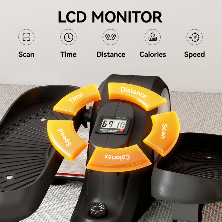 Under Desk Elliptical Machine with LCD Monitor, 8 Adjustable Magnetic Resistances for 2-in-1 Seat &amp; Stand Up Exercise