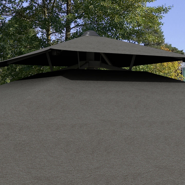 2.5m Square Double Top Garden Parasol Cantilever Umbrella with Ruffles, Dark Grey