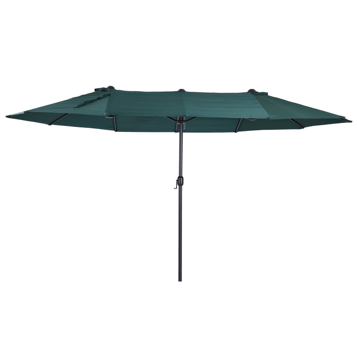 Outsunny Waterproof 4.6m Garden Parasol Double-Sided Sun Umbrella Patio Market Shelter Canopy Shade Outdoor Green | Aosom UK