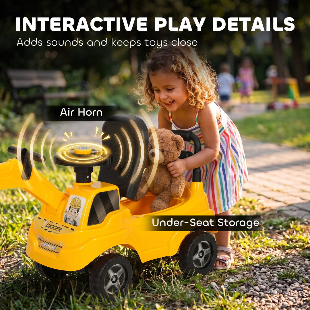 Ride On Tractor Digger, Toddler Excavator Toy Car with Adjustable - view 6