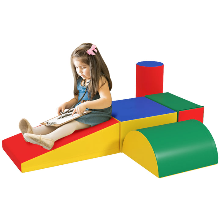 HOMCOM 5 Piece Soft Safe Foam Playset, Climb and Crawl Activity Toy for Toddlers, Multicolour