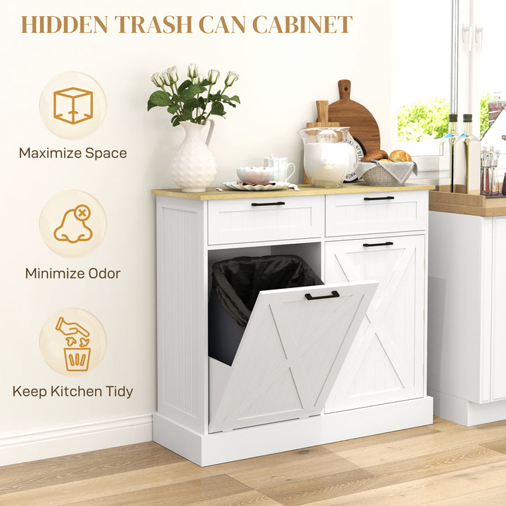 Sideboard with Tilt-out Trash Bin, Farmhouse Kitchen Sideboard with 2 