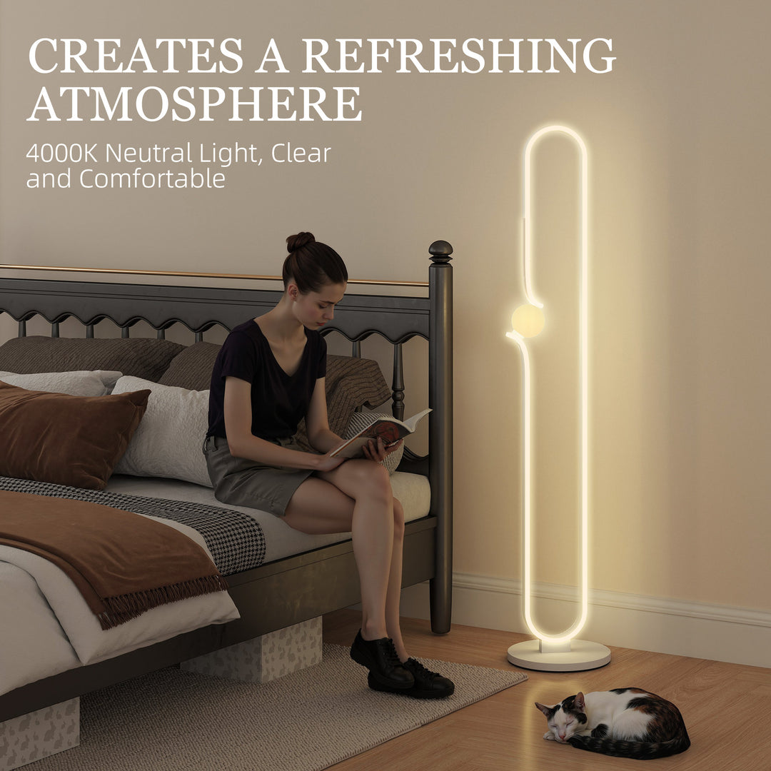 LED Floor Lamp, Dimmable Floor Standing Lamp with Glass Night Light, Foot Switch for Living Room, Bedroom, Office, White