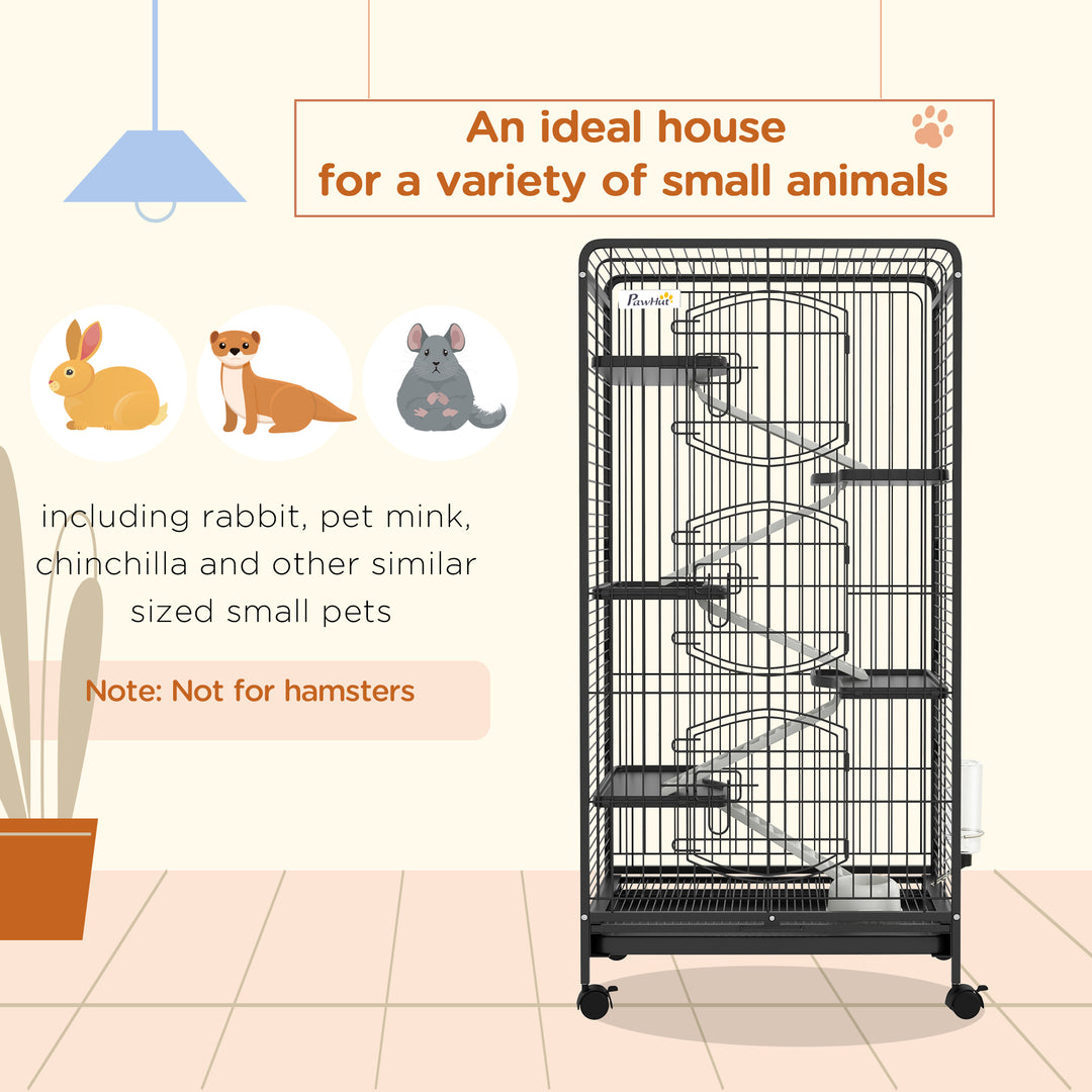 PawHut Five-Level Tall Small Animal Cage, Removable Platforms, Easy Clean, 131cm, Black | Aosom UK