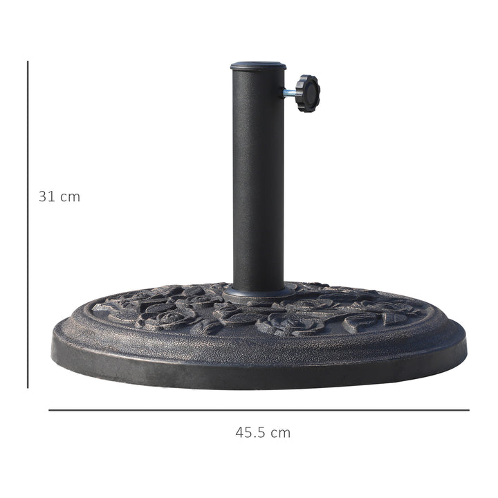 9kg Garden Parasol Base, Round Resin Cast Iron Effect Sun Umbrella Base, Outdoor Umbrella Stand for 38mm or 48mm Outdoor Umbrella Poles, Bronze Tone