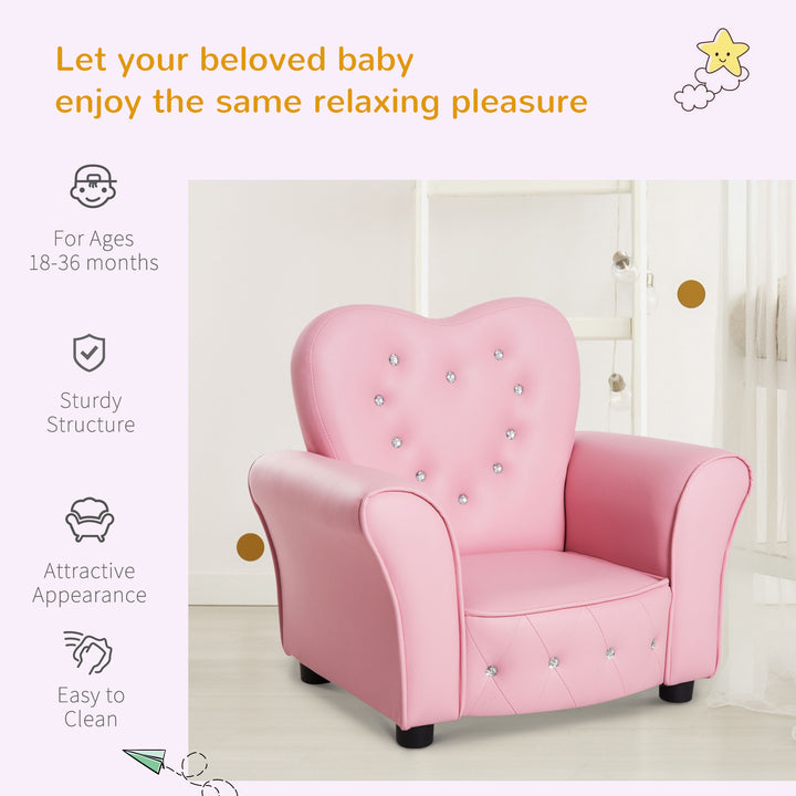 HOMCOM Kids Toddler Chair Sofa Children Armchair Seating Relax Playroom Seater Girl Princess Pink | Aosom UK