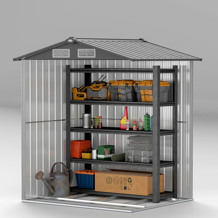 4.3 x 5ft Outdoor Garden Storage Shed - Grey Wood Effect