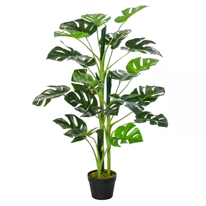 Outsunny Artificial Monstera Delight: Lifelike Cheese Plant w/ 21 Lush Leaves, Nursery Pot for Indoor/Outdoor Tropical Flair, Verdant Green | Aosom UK