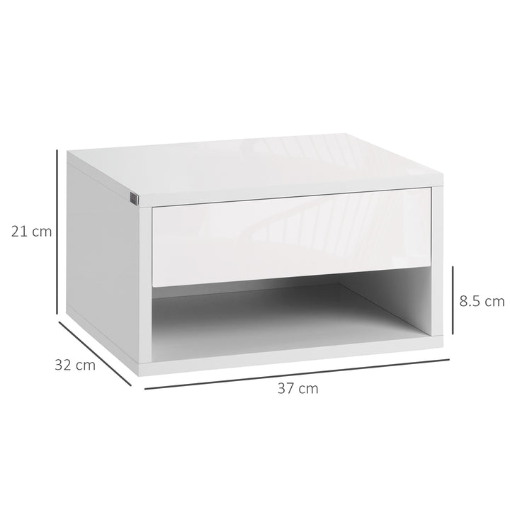 HOMCOM 2 Pieces White Bedside Cabinets w/ Slide-out Drawers and Bottom Shelves, 37W x 32D x 21Hcm | Aosom UK