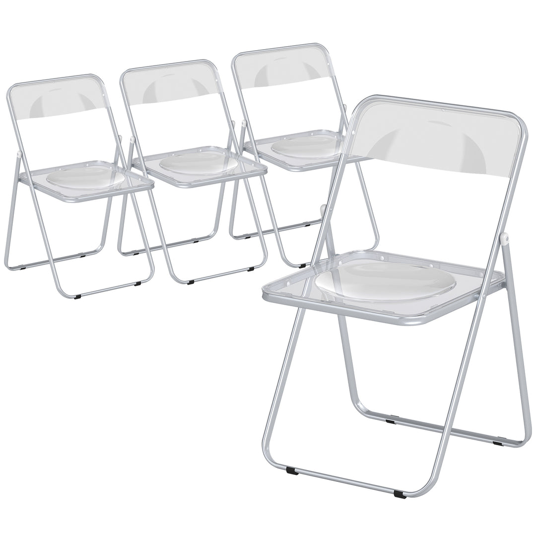 Foldable Chairs, Folding Chairs with Transparent Seat and Backrest, He