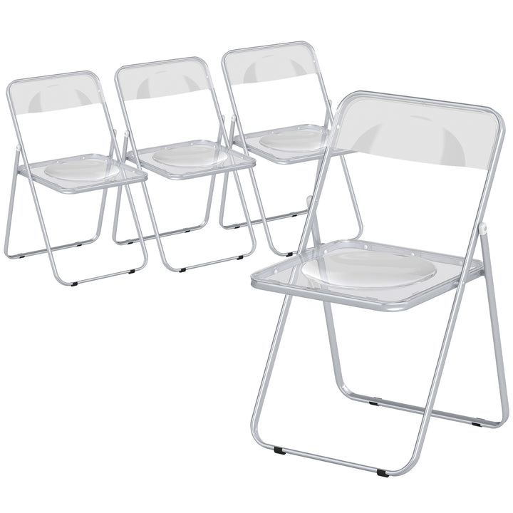 Foldable Chairs, Folding Chairs with Transparent Seat and Backrest, He